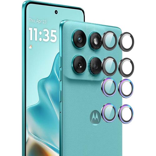 Eryi-Caméra Arrière Protecteur Pour Motorola Moto Edge 60/60 Fusion/ 60 Pro/ 60s, Individuels Métal Anneau De Lentille,Protection Objectif En Verre Trempé 9h[Sans Bulles D'air] Multicolores & Noir
