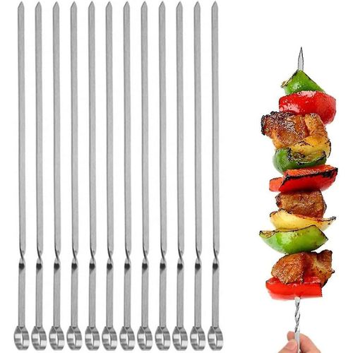 Brochettes De Kabob En Métal Plat, Bâtonnets En Acier Inoxydable De 14 Pouces De Long, Réutilisables, 20 Pièces