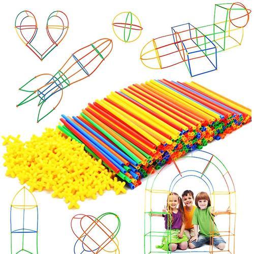 Jouets De Construction De Constructeur De Paille, 300 Pièces, Jouets Éducatifs En Plastique Imbriqués, Blocs De Construction D'ingénierie