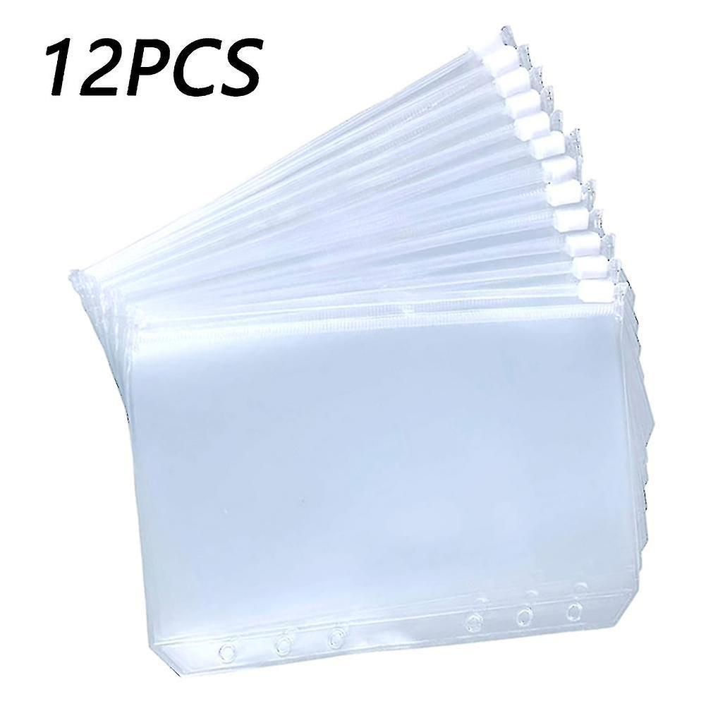 Pochettes De Reliure A7 En Pvc Transparent, 12 Pièces, Pochettes Transparentes À Fermeture Éclair Pour Carnet De Notes À 6 Anneaux