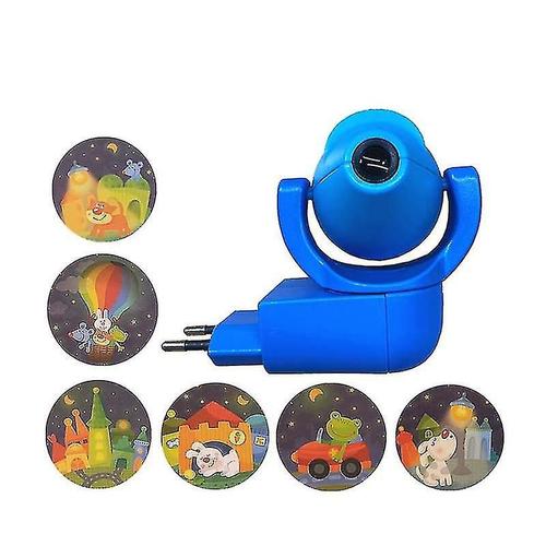 Étoile Lune Projecteur Animal Projecteur Led 6 Images Capteur Prise Eu Veilleuse Pour Enfants Bébé Chambre Décoration Bleu