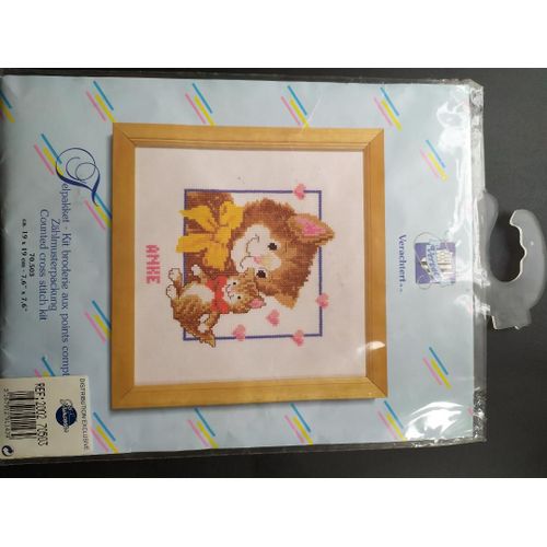 Kit Broderie Aux Points Comptés Maman Chat Et Son Petit