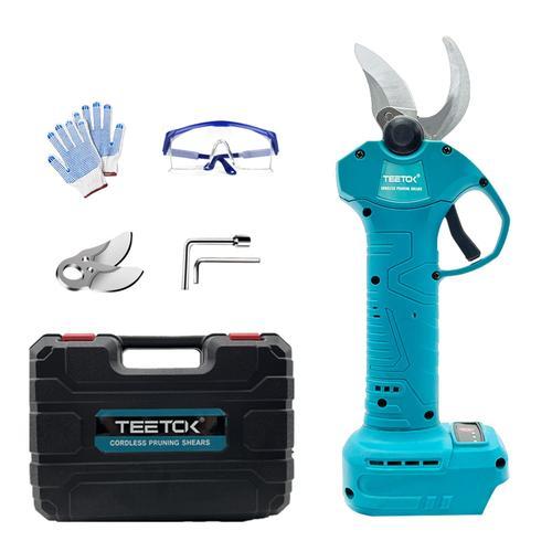 TEETOK Ciseaux Électrique Sécateur Sans Fil rechargeable Professionnel outil pour Jardin verger vignobles taille Coupe Branche Élagage avec Lames de Rechange,Compatible Makita(Sans Batterie Chargeur)