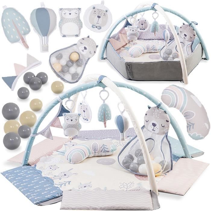 MoMi PASTEL 3en1 Tapis d Eveil Bebe Arche jouets