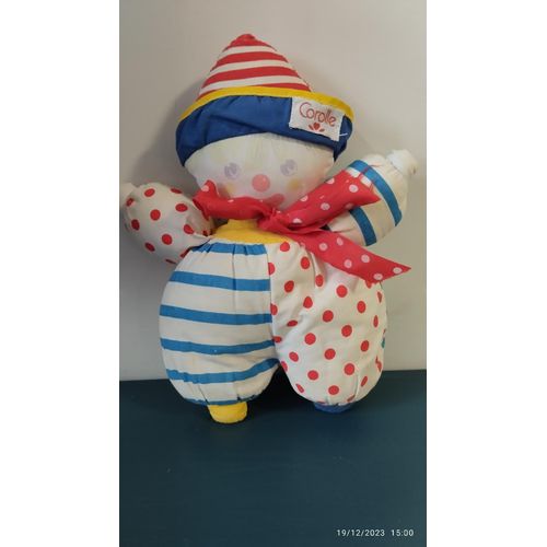 Peluche Doudou Clown Corolle Bleu Rouge Vert Jaune Pois/Rayures