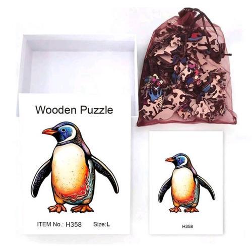Puzzle Bois Pingouin Forme Irrégulière Format A4 Adultes Grands Enfants