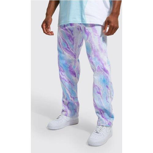 Relaxed Fit Rigid Marble Jeans Homme - Violet - 30r, Violet