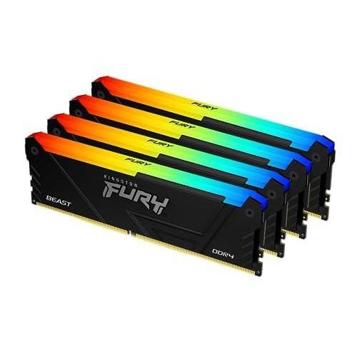 Kingston FURY Beast RGB - DDR4 - kit - 32 Go: 4 x 8 Go - DIMM 288 broches - 3600 MHz / PC4-28800 - CL17 - 1.35 V - mémoire sans tampon - non ECC - noir