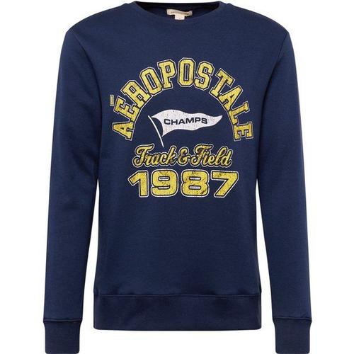 Aéropostale Sweat-Shirt 'track & Field'  Bleu Marine / Jaune Citron / Blanc