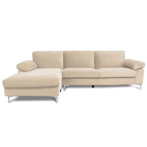 Canapé D'angle 4-5 Places Velours Beige Galway