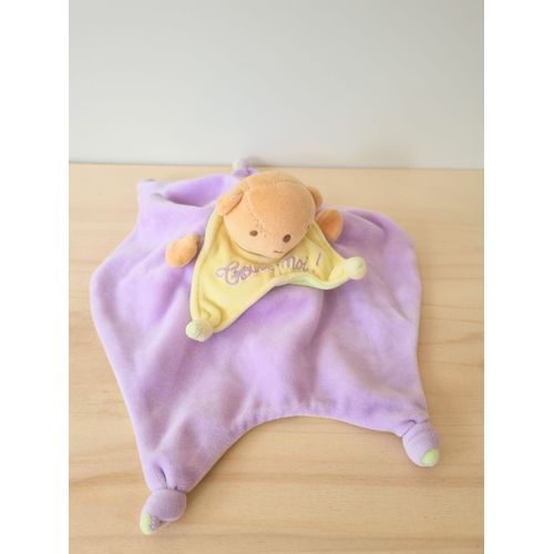 Doudou Reversible Lapin Ours Violet Vert Nounours