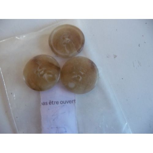 B3a 3 Boutons Beige Marron Anciens