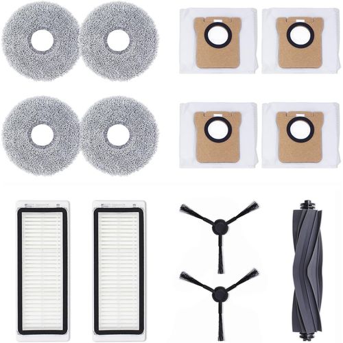 Lot de 13 Accessoires Compatibles avec Dreame L20 Ultra (1 Brosse Principale, 2 Brosses Latérales, 2 Filtres, 4 Sacs, 4 Serpillères)
