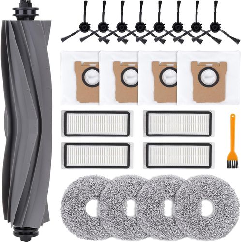 Kit d'accessoires pour Dreame L20 Ultra, 1 brosse principale, 4 tampons de serpillère, 4 filtres à poussière, 4 sacs à poussière, 8 brosses latérale