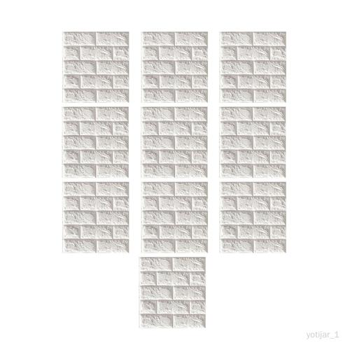 10x panneaux muraux 3D fausses briques panneaux muraux pour salle de bain 7mm Blanc