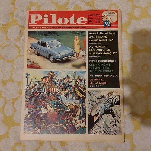 Pilote N°206- 5eme Année-3 Octobre 1963-Magazine Jeunes De L'an 2000-Renault 1100 - Pilotorama - Pays De La Mort - Astérix-Bigbuck Et Les Robidules- Le Puce-Foot -Poster Central Pilotorama : Hastings