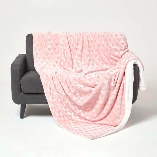 Plaid Polaire Rose Et Revers Sherpa, 200 X 230 Cm