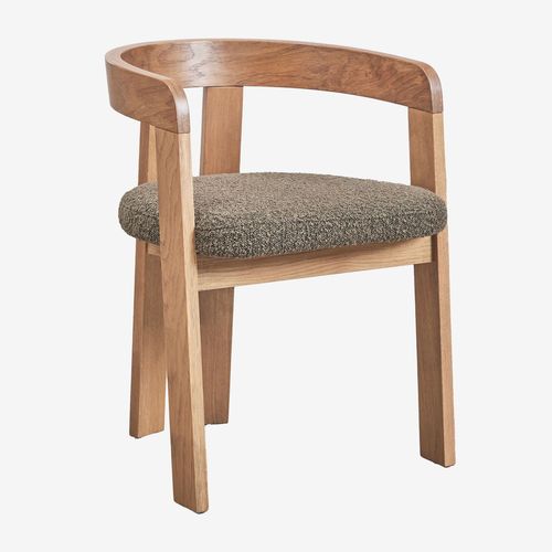 Lot De 2 Chaises De Salle À Manger Rembourrées Yvone Avec Accoudoirs En Bois Bois Naturel