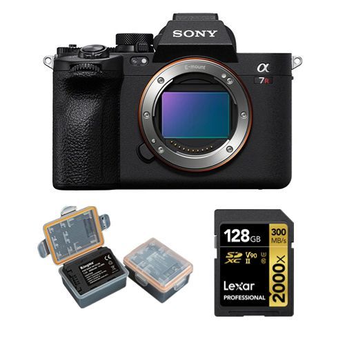 Sony Alpha A7R V corps+Lexar 128Go Carte mémoire SDXC professionnelle 2000x UHS-II+Kingma 2000 mAh (Sony NP-FZ100) batterie