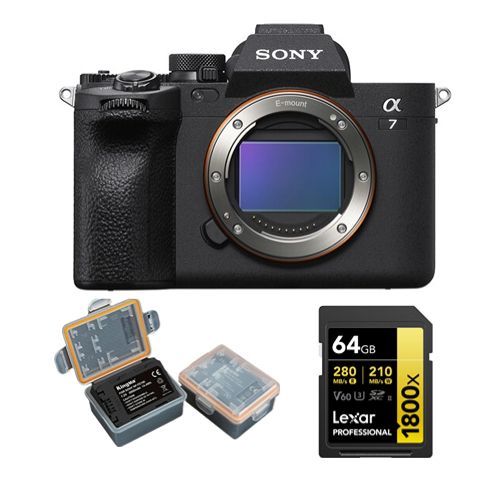 Sony Alpha A7 Mark IV Boîtier+Lexar carte mémoire SDXC professionnelle 64Go 1800x UHS-II+Kingma 2000 mAh (Sony NP-FZ100) batterie