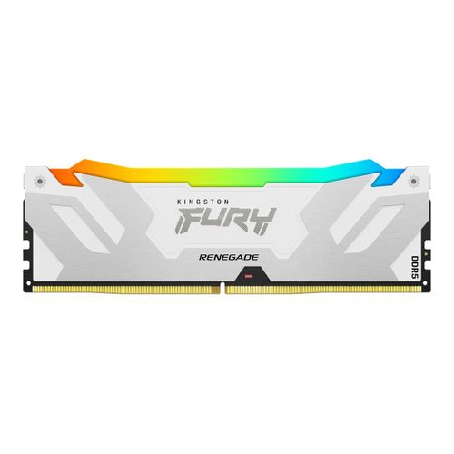 Kingston FURY Renegade RGB - DDR5 - module - 16 Go - DIMM 288 broches - 7600 MT/s / PC5-60800 - CL38 - 1.45 V - mémoire sans tampon - on-die ECC - blanc et argent