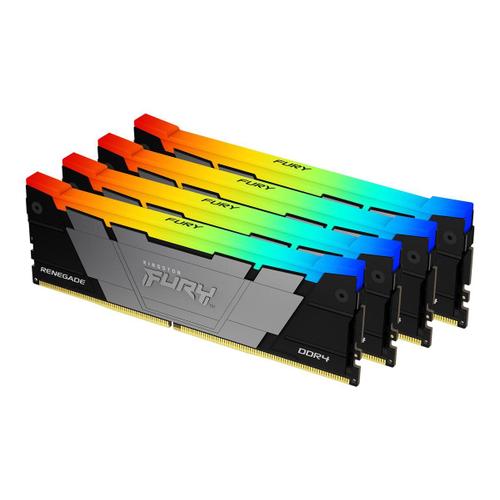 Kingston FURY Renegade RGB - DDR4 - kit - 128 Go: 4 x 32 Go - DIMM 288 broches - 3200 MHz / PC4-25600 - CL16 - 1.2 V - mémoire sans tampon - non ECC - noir
