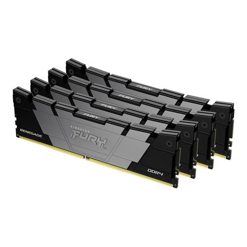 Kingston FURY Renegade - DDR4 - kit - 128 Go: 4 x 32 Go - DIMM 288 broches - 3600 MHz / PC4-28800 - CL18 - 1.2 V - mémoire sans tampon - non ECC - noir