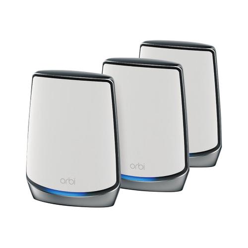 NETGEAR Orbi RBK853 - Système Wi-Fi (routeur, 2 rallonges) - maillage - 1GbE, 2.5GbE - Wi-Fi 5, Wi-Fi 6 - Tri-bande