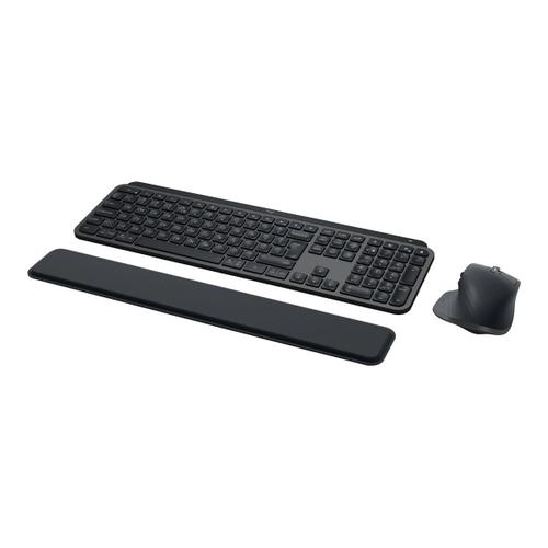 Logitech MX Keys S Combo - Ensemble clavier et souris - rétroéclairé - sans fil - Bluetooth LE - AZERTY - Français - commutateur : commutateurs à clé à ciseaux - graphite - avec Palm Rest