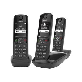 Gigaset AS690 Trio - Téléphone sans fil avec ID d'appelant - ECO DECT\GAP - noir + 2 combinés supplémentaires