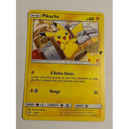 Carte Pokémon Pikachu 25/25 Promo 25 Ans 