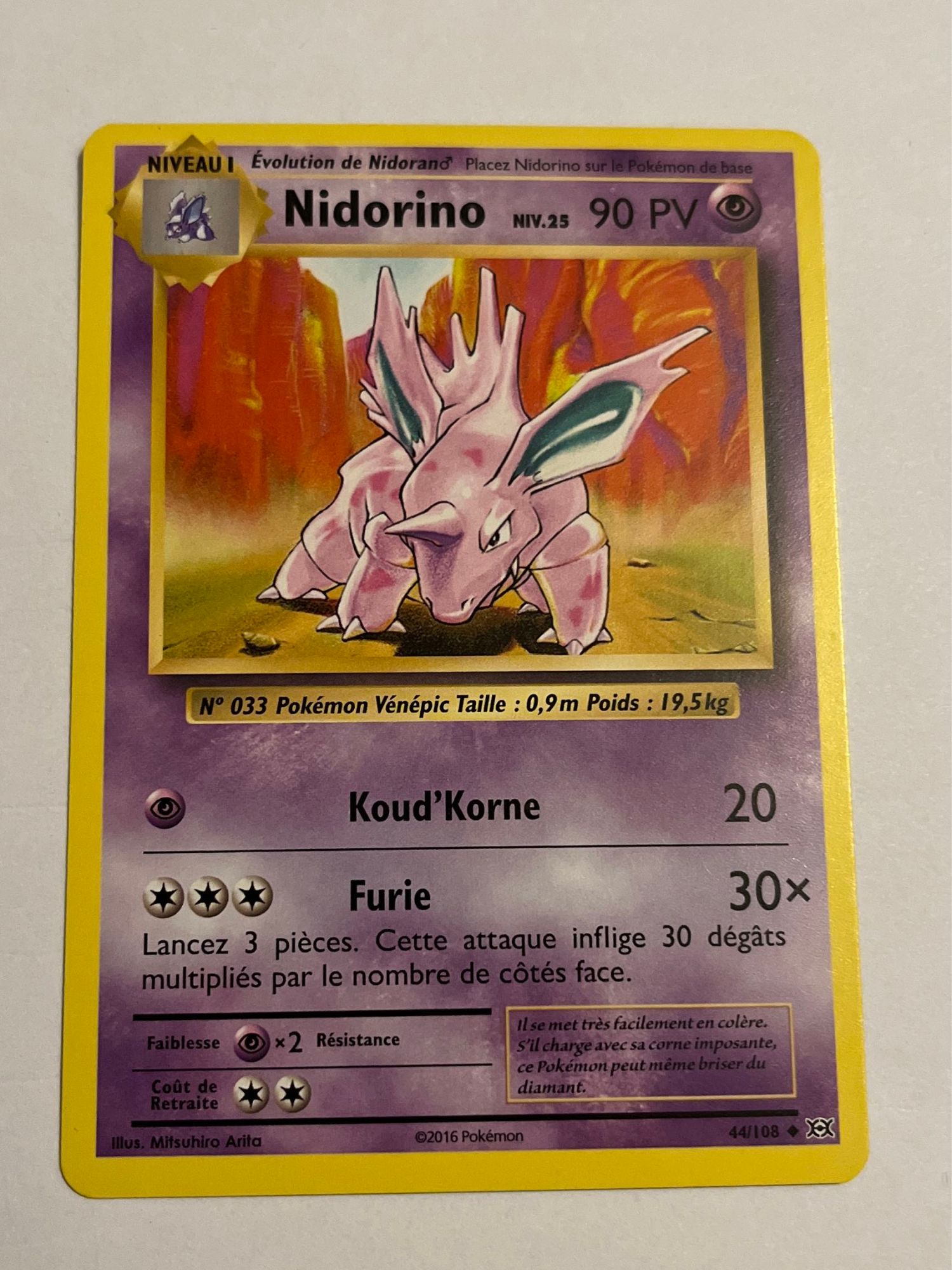 Carte Pokémon Nidorino 44/108