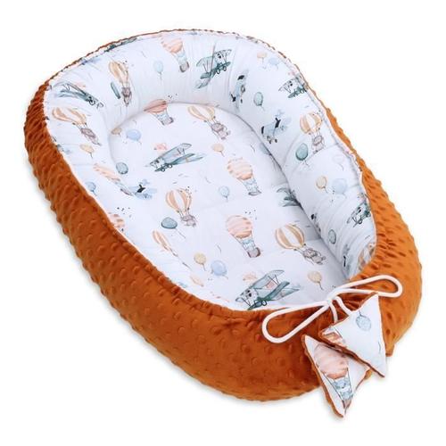 Réducteur Lit Bébé 90x50 Cm - Matelas Cocoon Cale Bebe Pour Lit Baby Nest Coton Avec Minky Ballons Citrouille