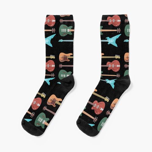 Chaussettes Taille Unique Guitare Basse Rétro Nouveauté Fantaisie Motif Fou Équipage Décontracté Pour Hommes Femmes