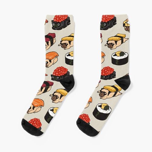 Chaussettes Taille Unique Sushi Nouveauté Fantaisie Motif Fou Équipage Décontracté Pour Hommes Femmes