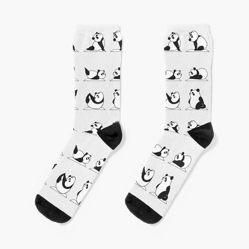 Chaussettes Taille Unique Panda Yoga Nouveauté Fantaisie Motif Fou Équipage Décontracté Pour Hommes Femmes