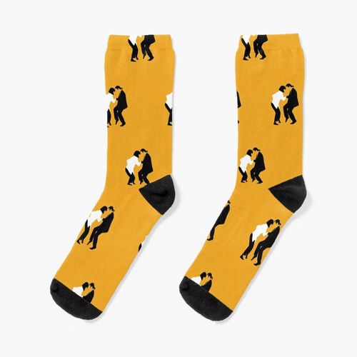 Chaussettes Taille Unique Pulp Fiction Dancing Nouveauté Fantaisie Motif Fou Équipage Décontracté Pour Hommes Femmes