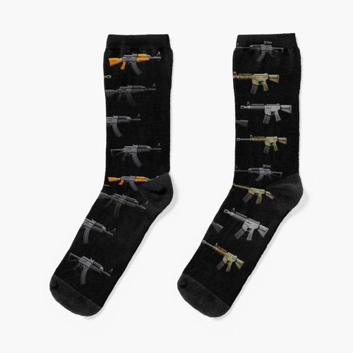 Chaussettes Taille Unique Modèle De Fusil Militaire Nouveauté Fantaisie Motif Fou Équipage Décontracté Pour Hommes Femmes