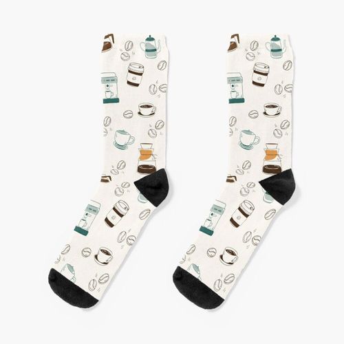 Chaussettes Taille Unique Modèle De Café Nouveauté Fantaisie Motif Fou Équipage Décontracté Pour Hommes Femmes