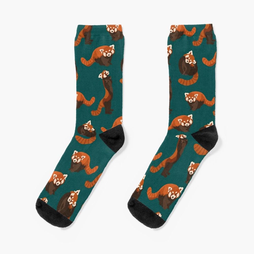 Chaussettes Taille Unique Motif De Panda Rouge Nouveauté Fantaisie Motif Fou Équipage Décontracté Pour Hommes Femmes