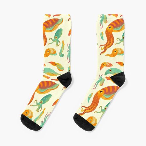 Chaussettes Taille Unique Seiche Nouveauté Fantaisie Motif Fou Équipage Décontracté Pour Hommes Femmes