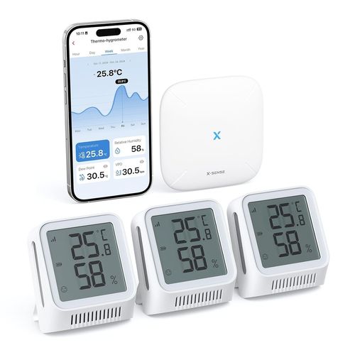 Thermomètre Hygromètre Intérieur Connecté Compatible Alexa, Petit Capteur avec Écran LCD Mesure Température et Humidité, Station SBS50 Requise, STH0A, Lot de 1
