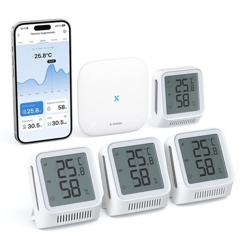 Thermomètre Hygromètre Intérieur Connecté Compatible Alexa, Petit Capteur avec Écran LCD Mesure Température et Humidité, Station SBS50 Requise, STH0A, Lot de 1