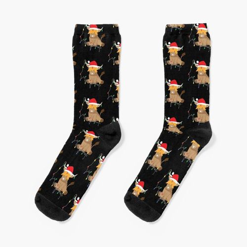 Chaussettes Taille Unique Christmas De Vache Mignon De Highland Nouveauté Fantaisie Motif Fou Équipage Décontracté Pour Hommes Femmes