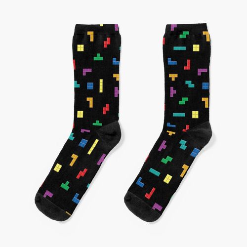 Chaussettes Taille Unique Modèle De Bloc De Tétris Nouveauté Fantaisie Motif Fou Équipage Décontracté Pour Hommes Femmes