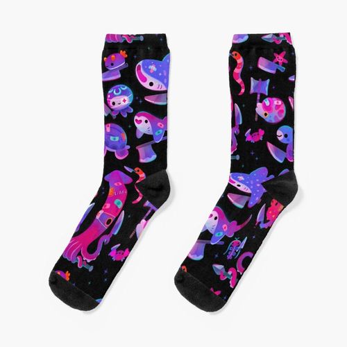 Chaussettes Taille Unique Vie Marine Stabby Nouveauté Fantaisie Motif Fou Équipage Décontracté Pour Hommes Femmes