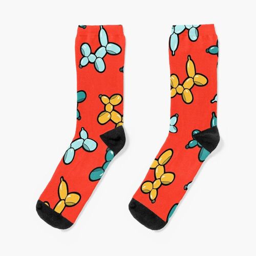 Chaussettes Taille Unique Modèle De Chiens D'animaux En Ballon En Rouge Nouveauté Fantaisie Motif Fou Équipage Décontracté Pour Hommes Femmes