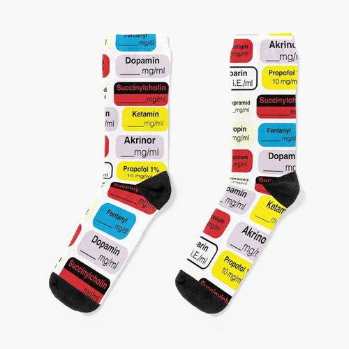 Chaussettes Taille Unique Médicaments D'anesthésie Nouveauté Fantaisie Motif Fou Équipage Décontracté Pour Hommes Femmes