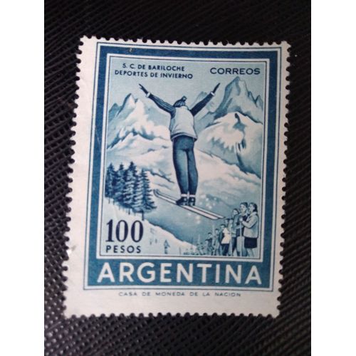 Timbre Argentine Yt 606 E Sports D'hiver À Bariloche 1961 ( 131207 )