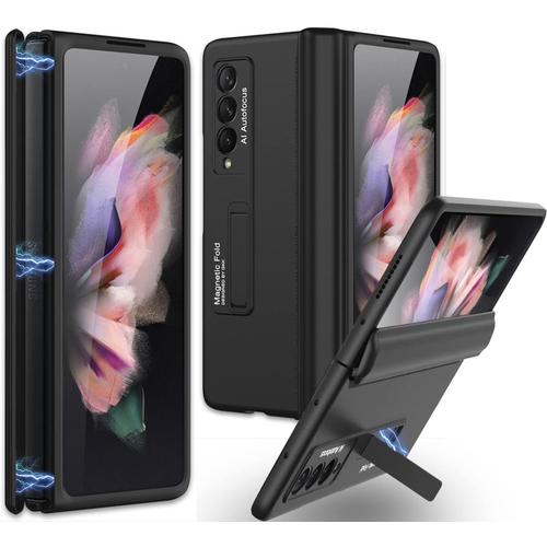 Compatible Avec Coque Galaxy Z Fold 3, [Protection De Charni¿¿Re Magn¿¿Tique] [Support] Coque De Protection Ultra Fine Anti-Rayures Pour Samsung Galaxy Z Fold 3 (Noir)